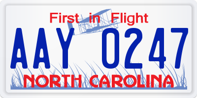 NC license plate AAY0247