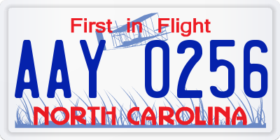 NC license plate AAY0256