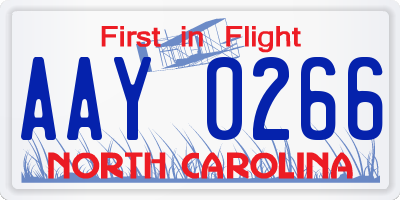 NC license plate AAY0266