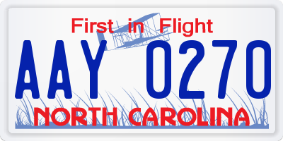 NC license plate AAY0270