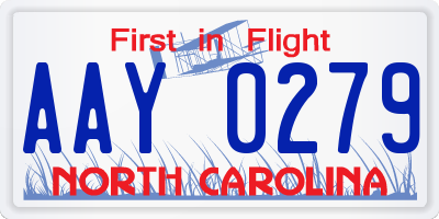 NC license plate AAY0279