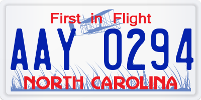 NC license plate AAY0294