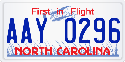 NC license plate AAY0296
