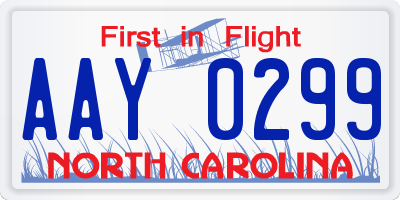 NC license plate AAY0299