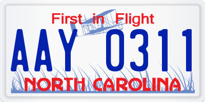 NC license plate AAY0311