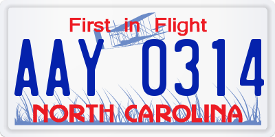NC license plate AAY0314