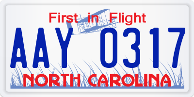 NC license plate AAY0317