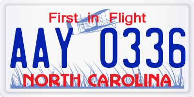 NC license plate AAY0336
