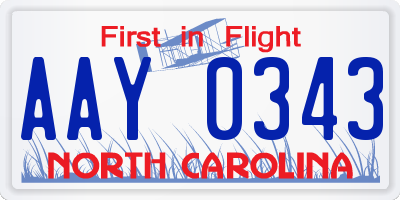 NC license plate AAY0343
