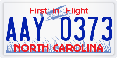 NC license plate AAY0373