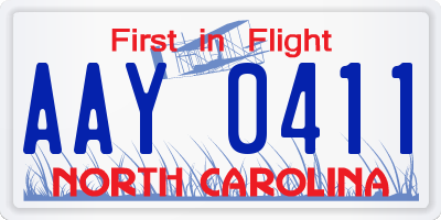 NC license plate AAY0411