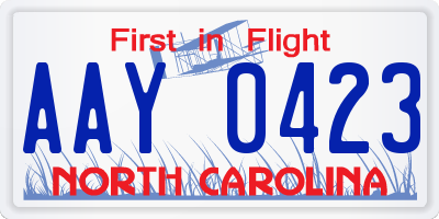 NC license plate AAY0423