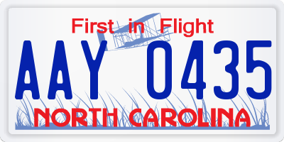 NC license plate AAY0435