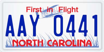 NC license plate AAY0441