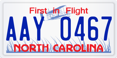 NC license plate AAY0467