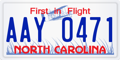 NC license plate AAY0471