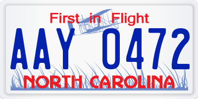 NC license plate AAY0472