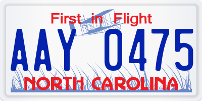 NC license plate AAY0475