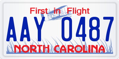 NC license plate AAY0487