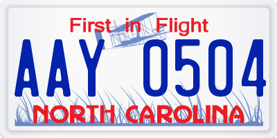 NC license plate AAY0504