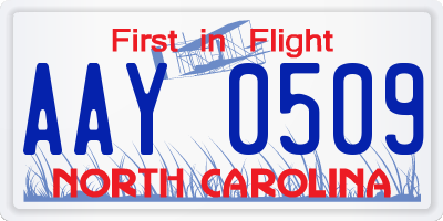 NC license plate AAY0509