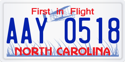 NC license plate AAY0518