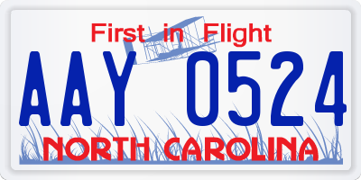 NC license plate AAY0524