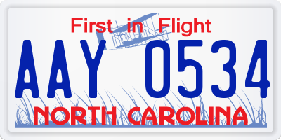 NC license plate AAY0534