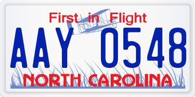 NC license plate AAY0548