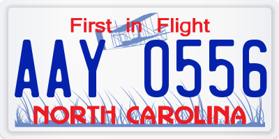 NC license plate AAY0556