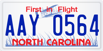 NC license plate AAY0564