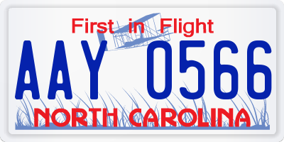 NC license plate AAY0566