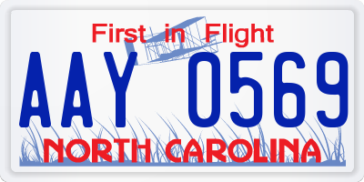 NC license plate AAY0569