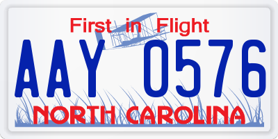 NC license plate AAY0576