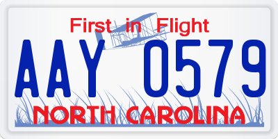 NC license plate AAY0579
