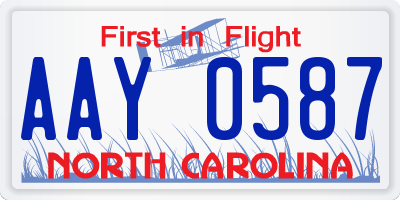 NC license plate AAY0587