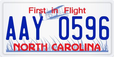 NC license plate AAY0596