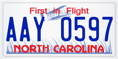 NC license plate AAY0597