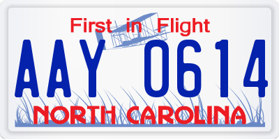 NC license plate AAY0614