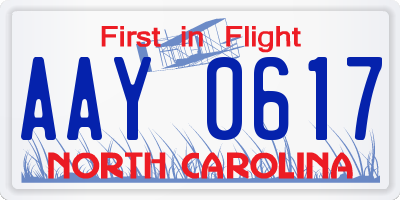 NC license plate AAY0617