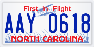 NC license plate AAY0618
