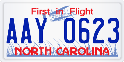 NC license plate AAY0623