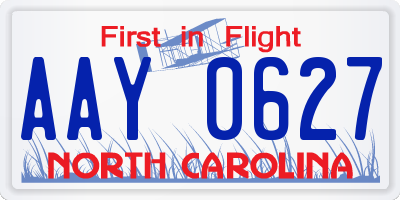 NC license plate AAY0627