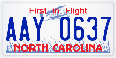 NC license plate AAY0637