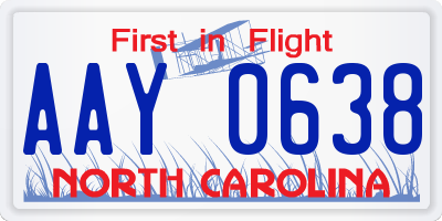 NC license plate AAY0638