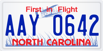 NC license plate AAY0642