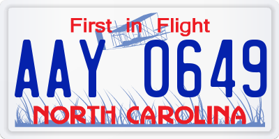 NC license plate AAY0649