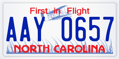 NC license plate AAY0657