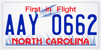 NC license plate AAY0662