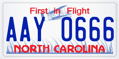 NC license plate AAY0666